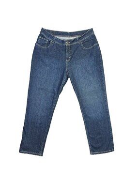 Riders by Lee Jeans Womens 18W P Blue Denim Jeans Stretch Relaxed Fit Dark Wash